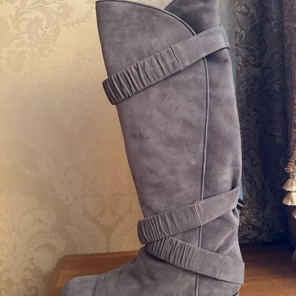 TE CASAN NY Limited Edition Beige Suede Knee-High Boots Size EU 39/ US 8.5 - Picture 4 of 9